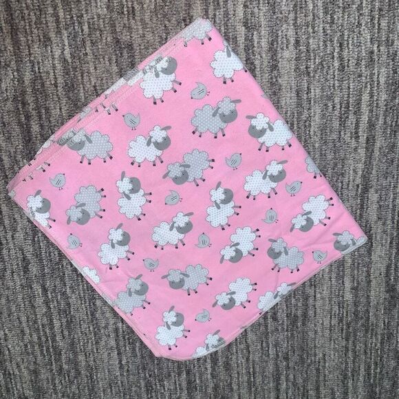 Lot of 4 Handmade Baby Burp Cloths Cotton Pink Sheep Design‎ Shower Gift New - Picture 1 of 2
